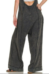 Zenana Double Gauze Washed Wide Leg Overalls OutfitFlow