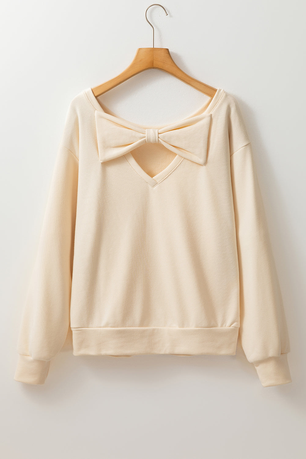 Outfit Flow - Bow Cutout Round Neck Long Sleeve Sweatshirt