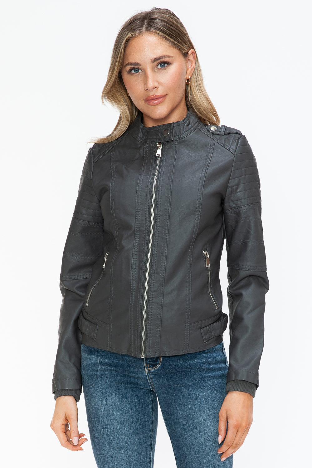 Outfit Flow - Snobbish PU Leather Biker Jacket with Side Zip Pockets