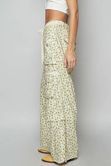 POL Floral Cargo Wide Leg Pants with Lace Drawstring OutfitFlow