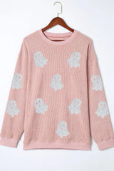 Ghost Round Neck Oversized Sweatshirt OutfitFlow