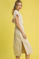 Umgee Side Slit Short Sleeve Midi Tee Dress OutfitFlow