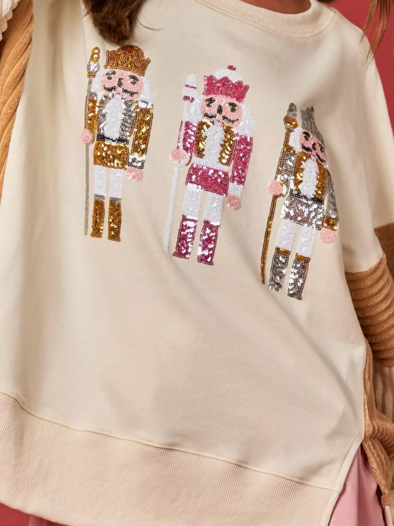 Nutcracker Long Sleeve Sweatshirt with Side Slit OutfitFlow