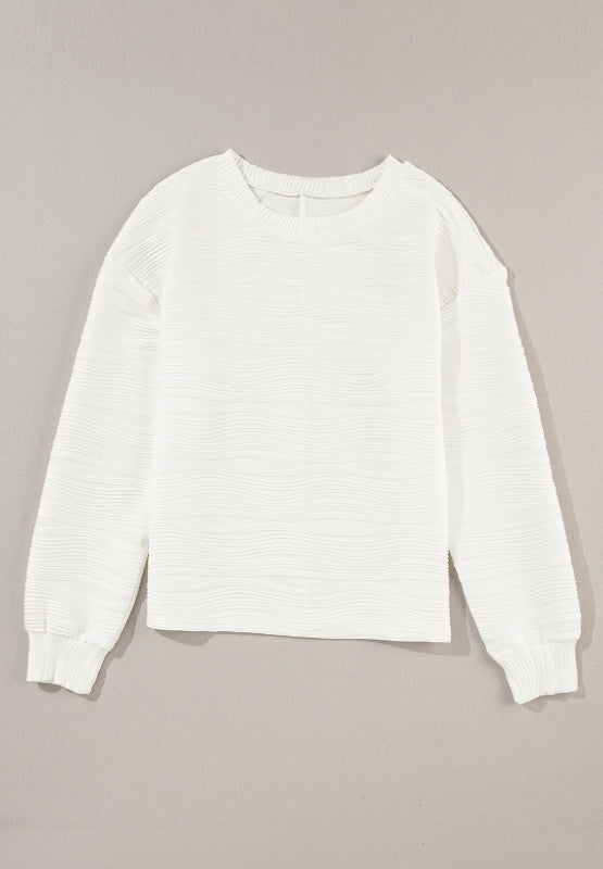 Outfit Flow - Texture Round Neck Long Sleeve Sweatshirt