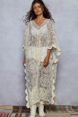 POL Lace Embroidered Beach Cover Up Kaftan OutfitFlow