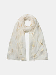 Ginkgo Leaf Polyester Scarf White One Size OutfitFlow