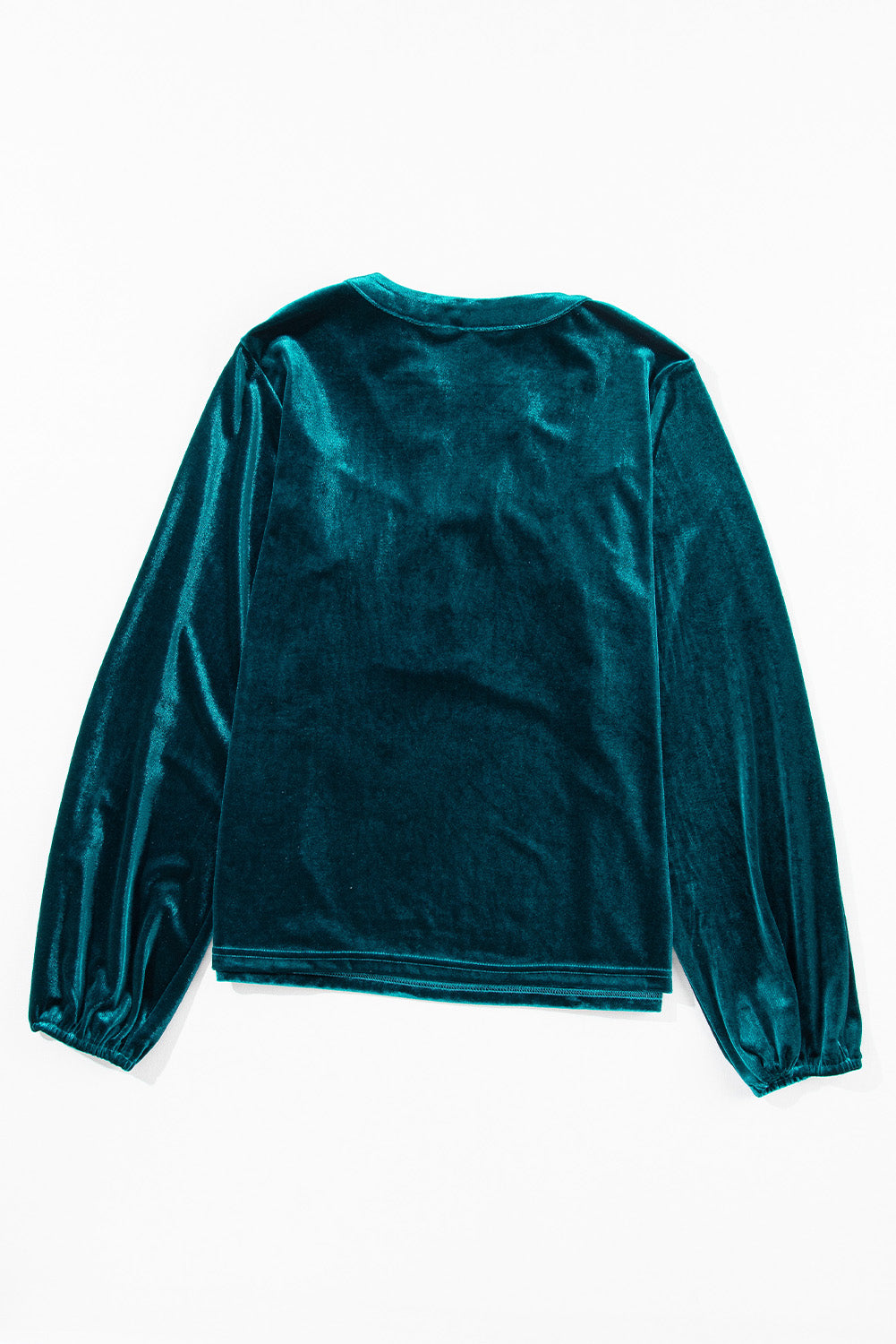 Outfit Flow - Notched Long Sleeve Velvet Top