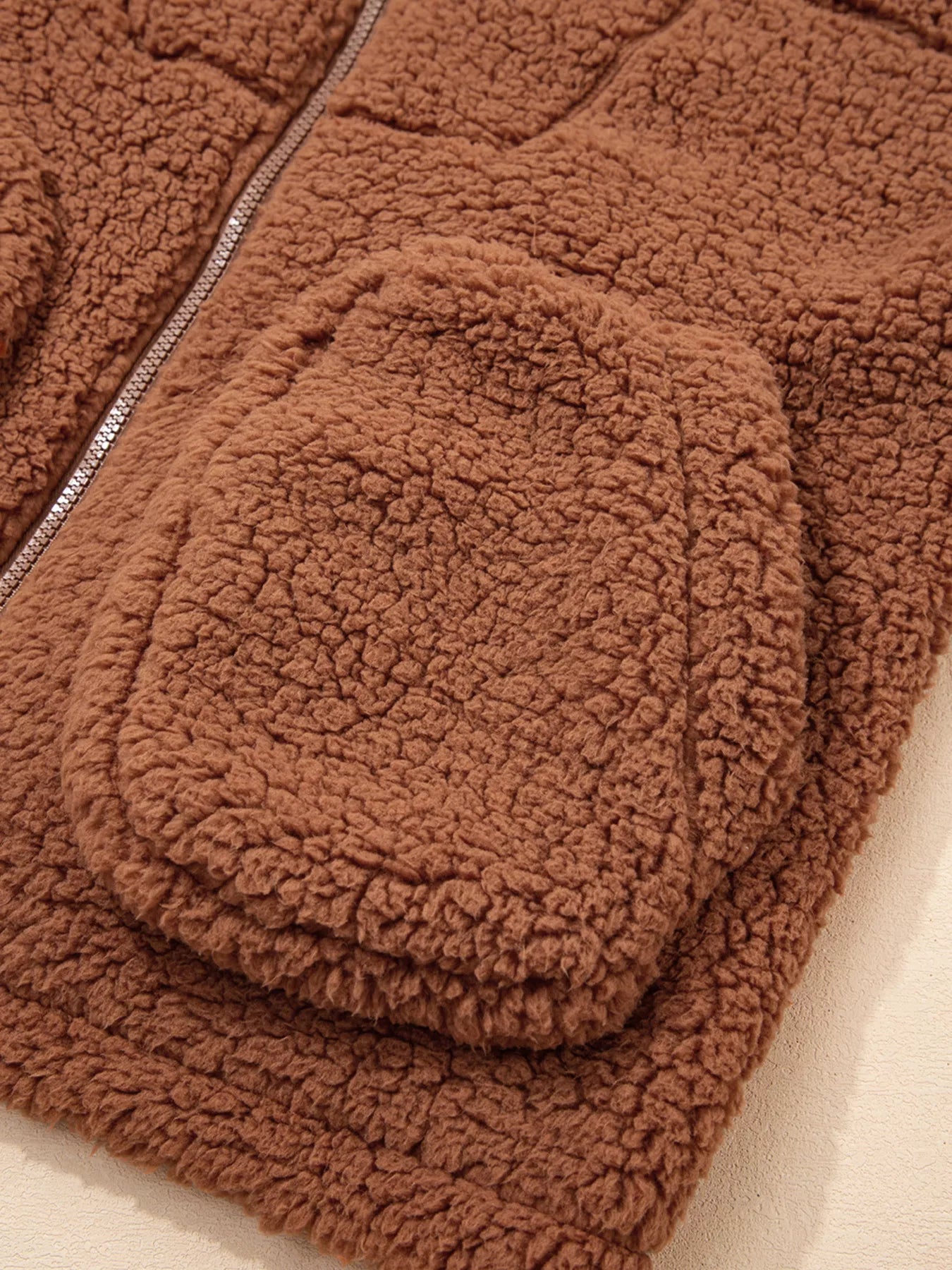 Zip Up Hooded Sherpa Jacket OutfitFlow