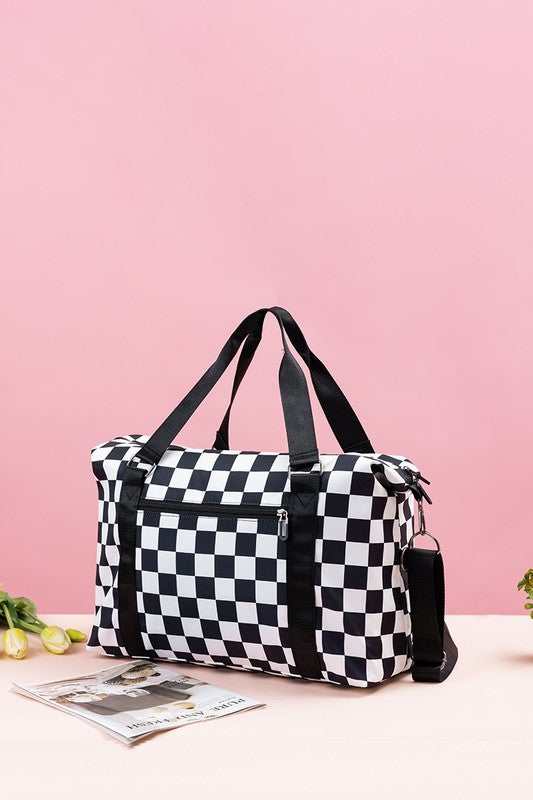 Zenana Checkered Multi-Pocket Travel Bag