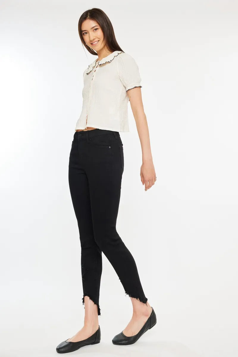 Kancan High Rise Black Ankle Skinny Jeans OutfitFlow