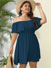 Off-Shoulder Ruffle Summer Dress with Elastic Waist OutfitFlow