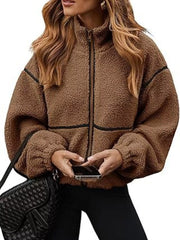 Cozy Sherpa Fleece Zip-Up Jacket OutfitFlow