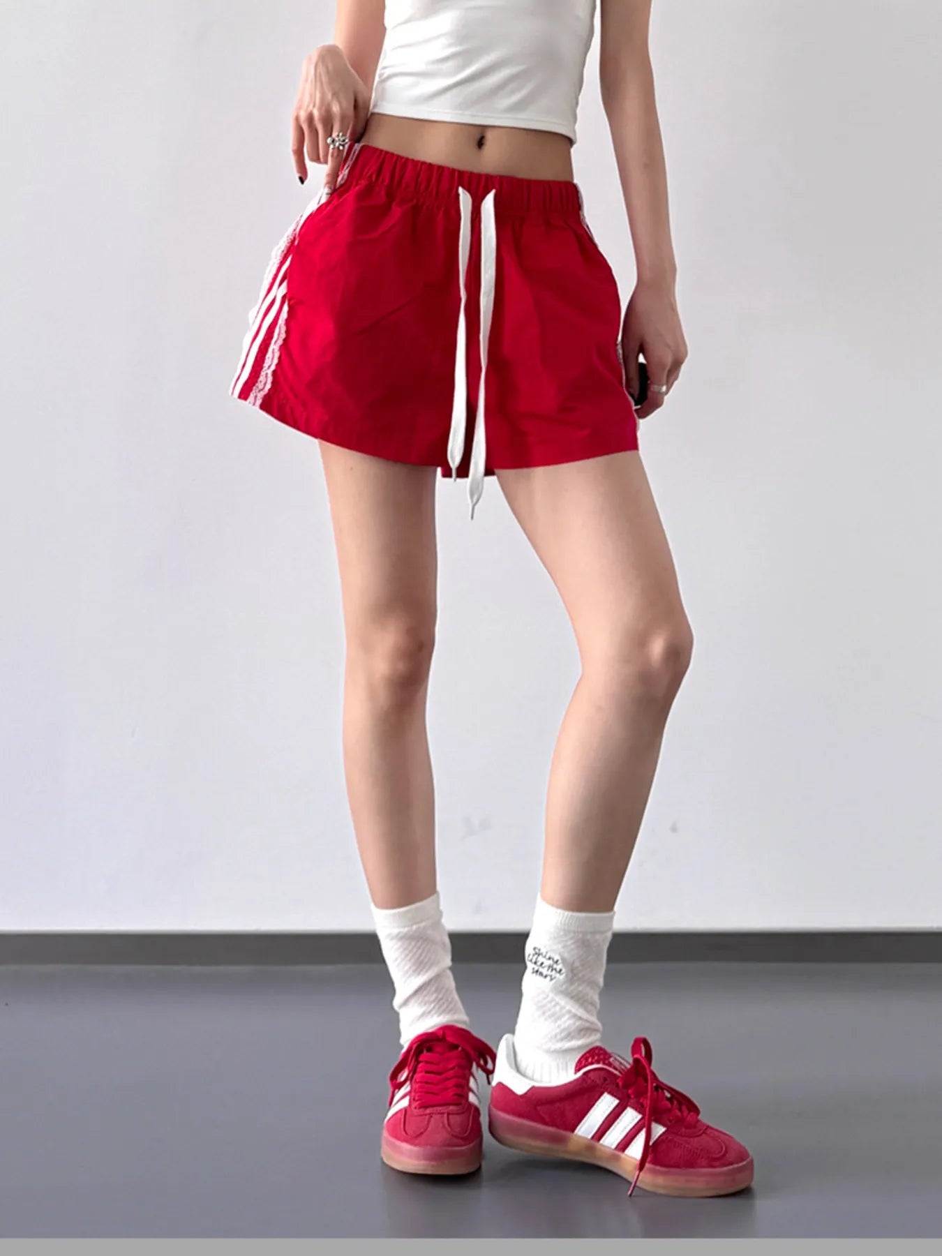 Side Stripe Drawstring Shorts OutfitFlow