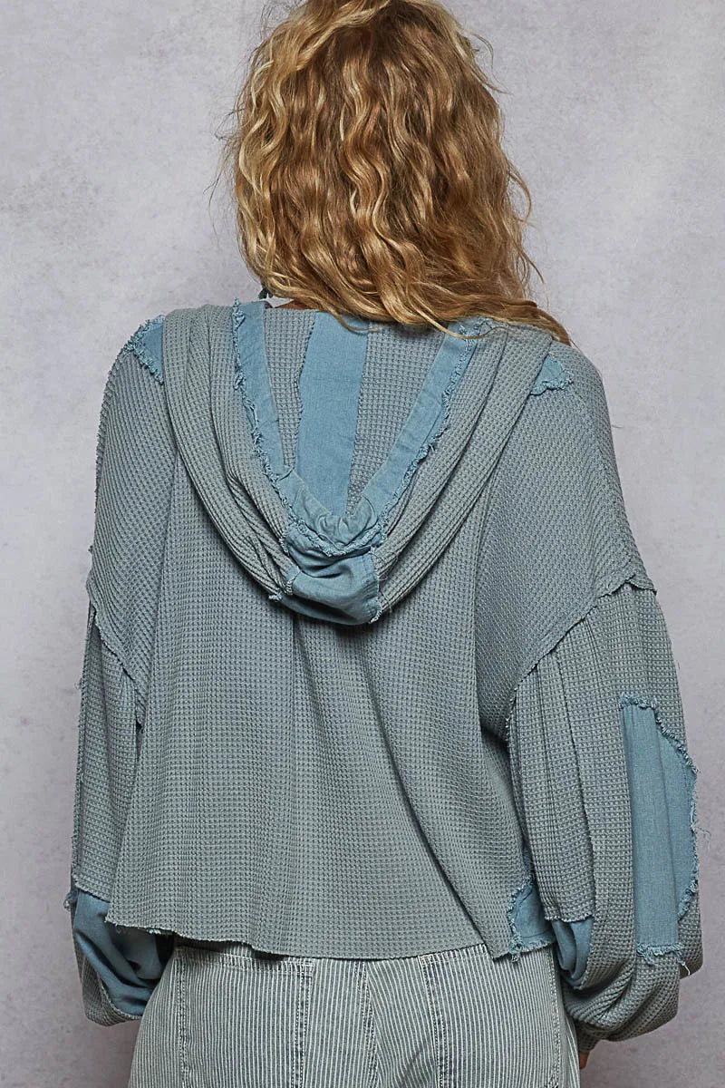 POL Contrast Cropped Jacket with Raw Edge Detail OutfitFlow