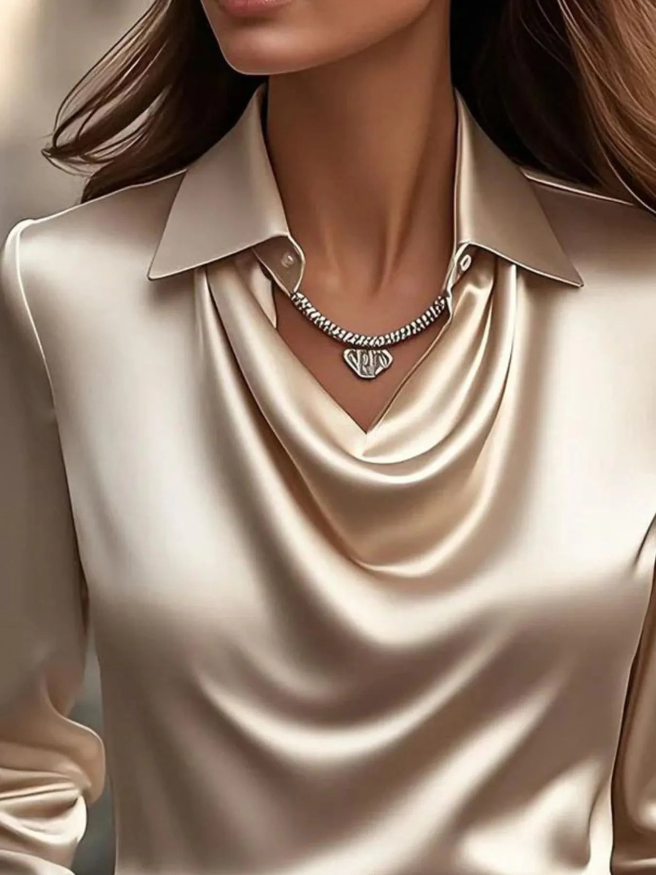 Full Size Collared Neck Long Sleeve Blouse Plus Size OutfitFlow