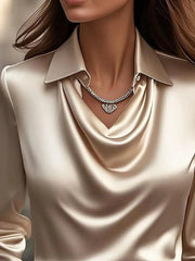 Full Size Collared Neck Long Sleeve Blouse Plus Size OutfitFlow