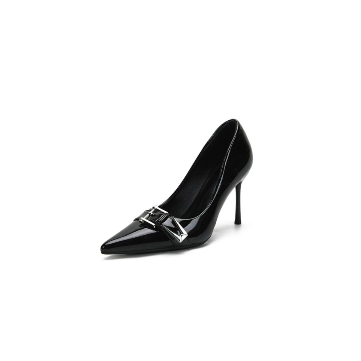Decor Buckle Point Toe Stiletto Pumps Black OutfitFlow