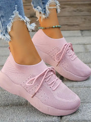 Mesh Round Toe Flat Athletic Sneakers