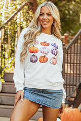 Pumpkin Graphic Long Sleeve Sweatshirt OutfitFlow