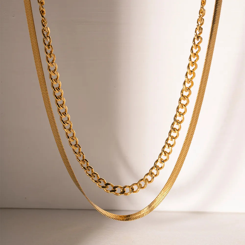 18K Gold-Plated Double Layered Necklace OutfitFlow