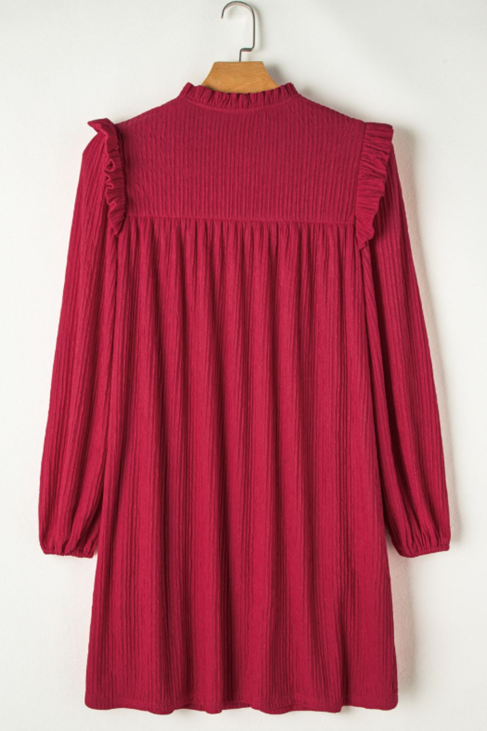 Frill Notched Long Sleeve Dress OutfitFlow
