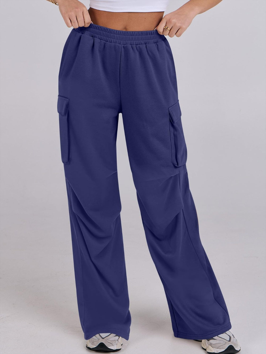 Outfit Flow - Elastic Waist Wide Leg Pants with Pockets