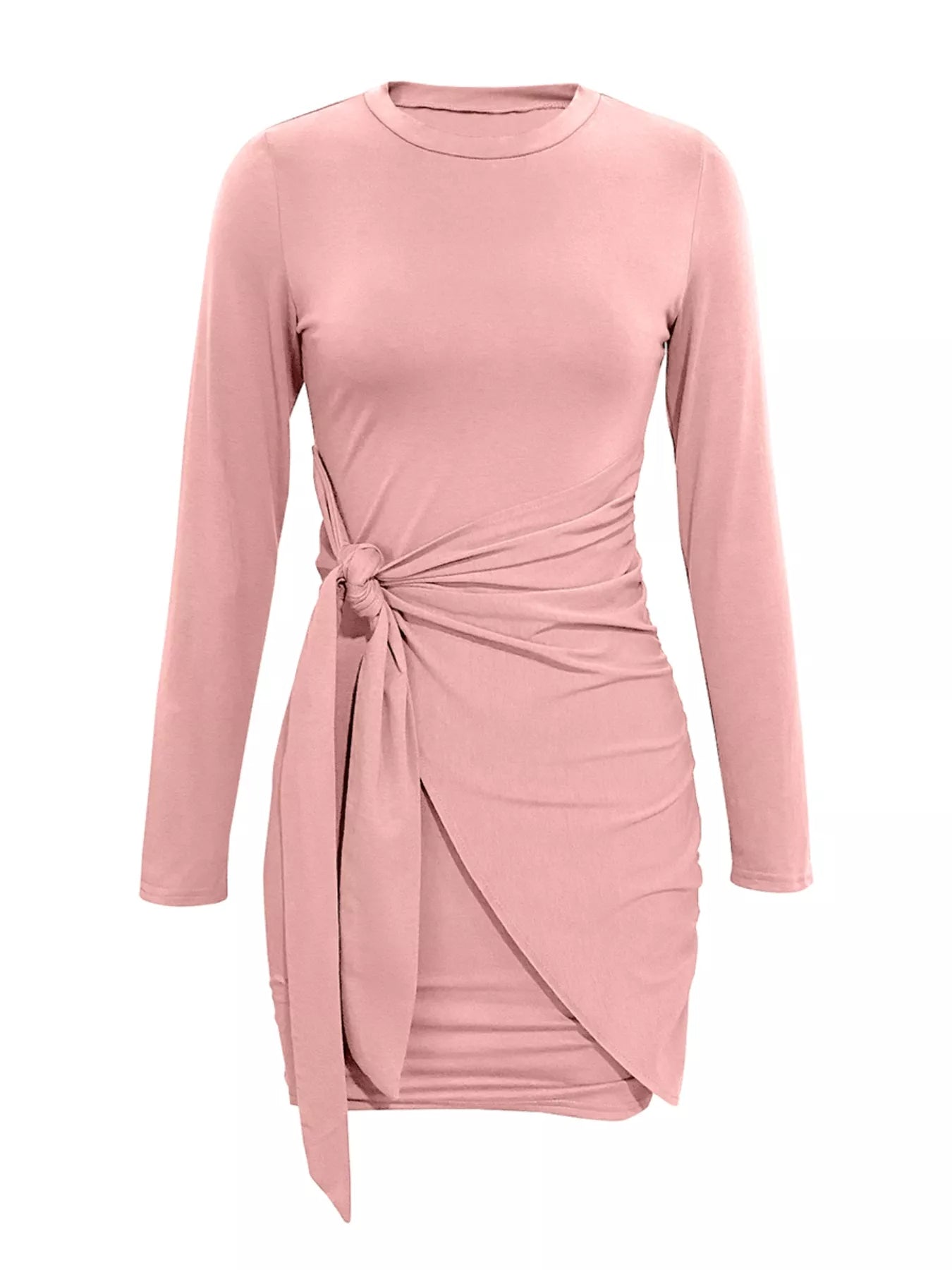 Round Neck Long Sleeve Bodycon Dress OutfitFlow