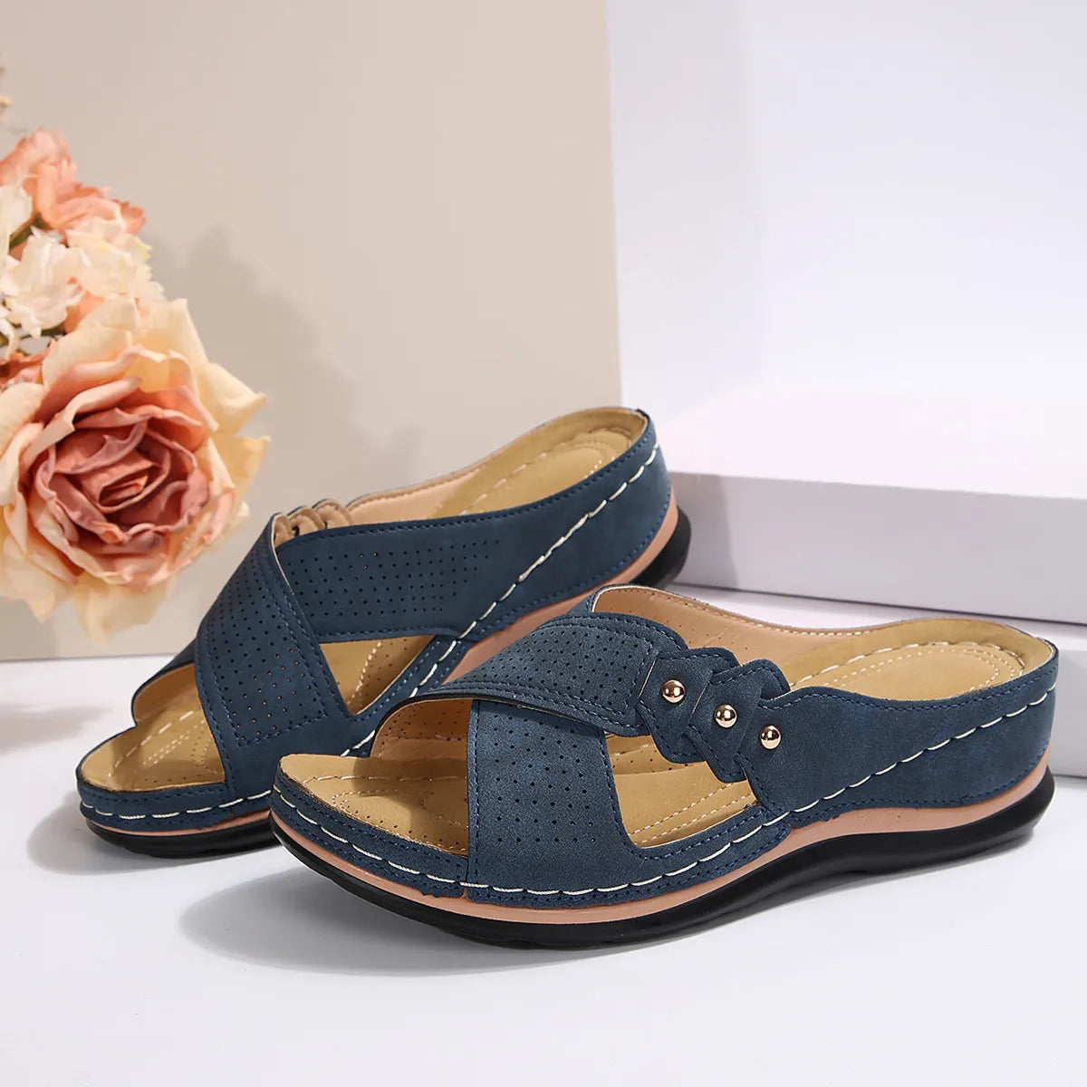 Crisscross Open Toe Wedge Sandals OutfitFlow