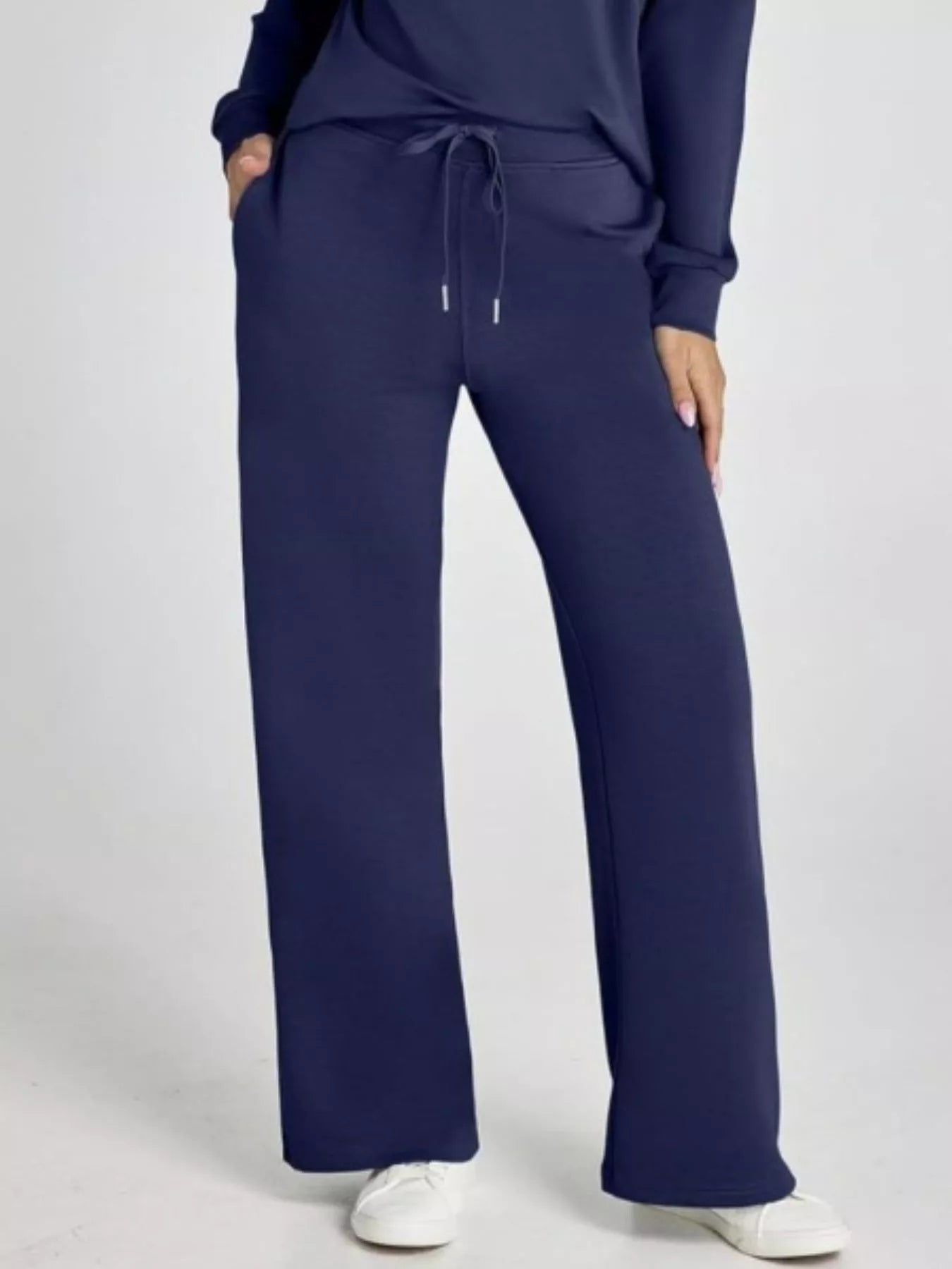 Full Size Johnny Collar Long Sleeve Top and Pants Plus Size OutfitFlow