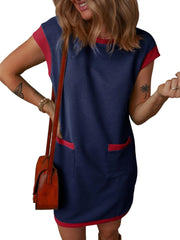 Round Neck Cap Sleeve Mini Dress OutfitFlow