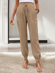 Outfit Flow - Perfee Tied Elastic Waist Pants with Pockets