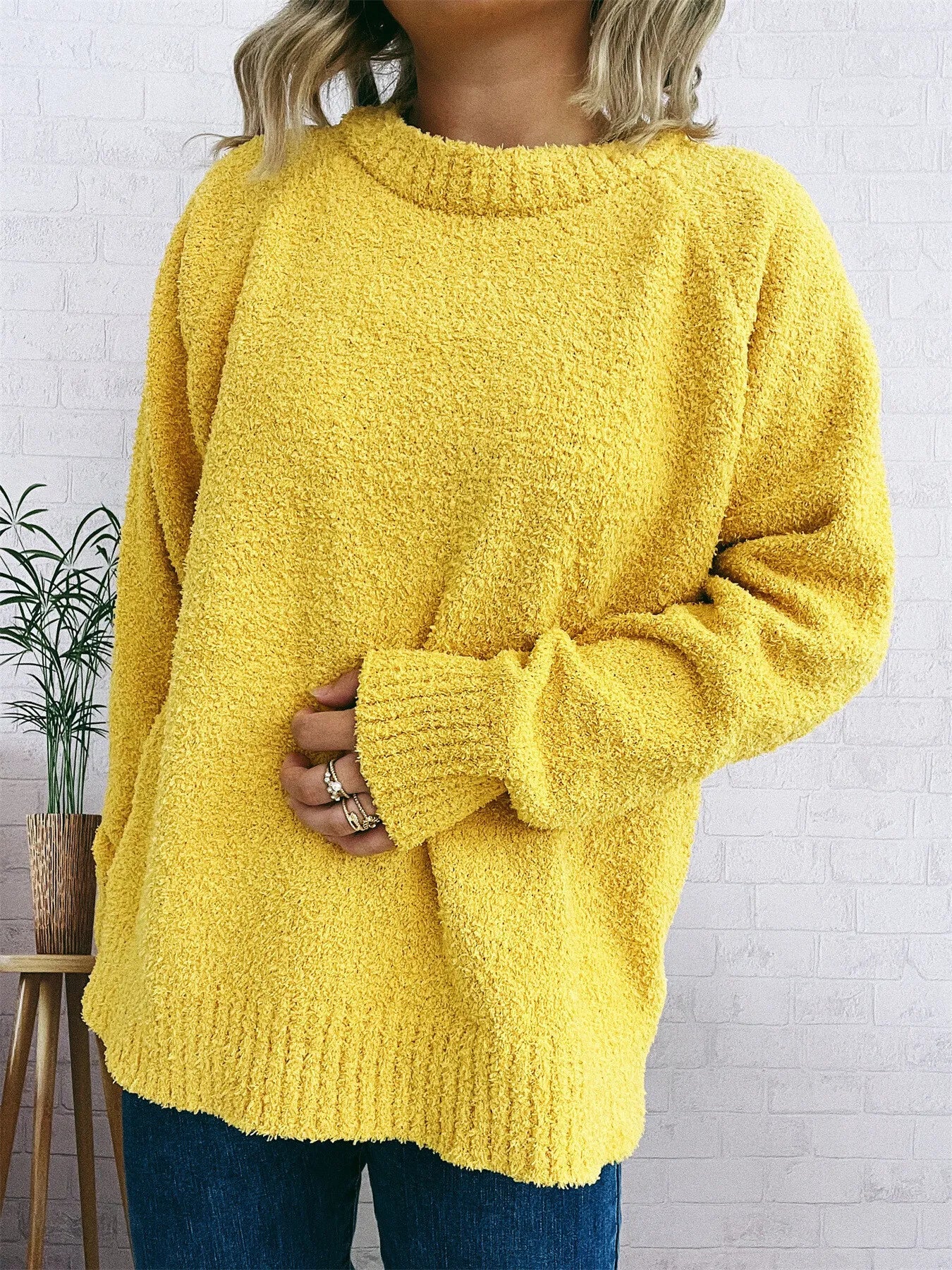 Round Neck Raglan Sleeve Sweater OutfitFlow
