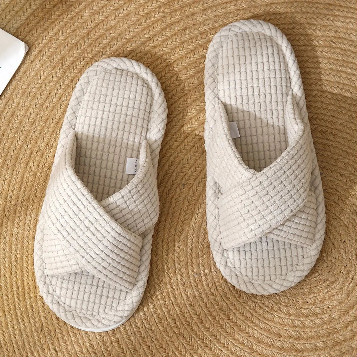 Open Toe Flats Slippers White OutfitFlow