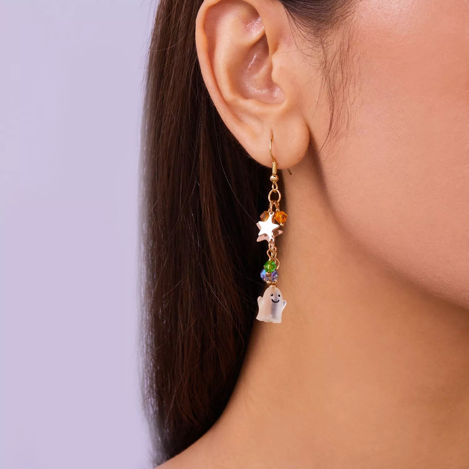Halloween Asymmetrical Pumpkin Ghost Earrings OutfitFlow