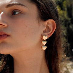 Stainless Steel Heart Earrings Gold One Size OutfitFlow