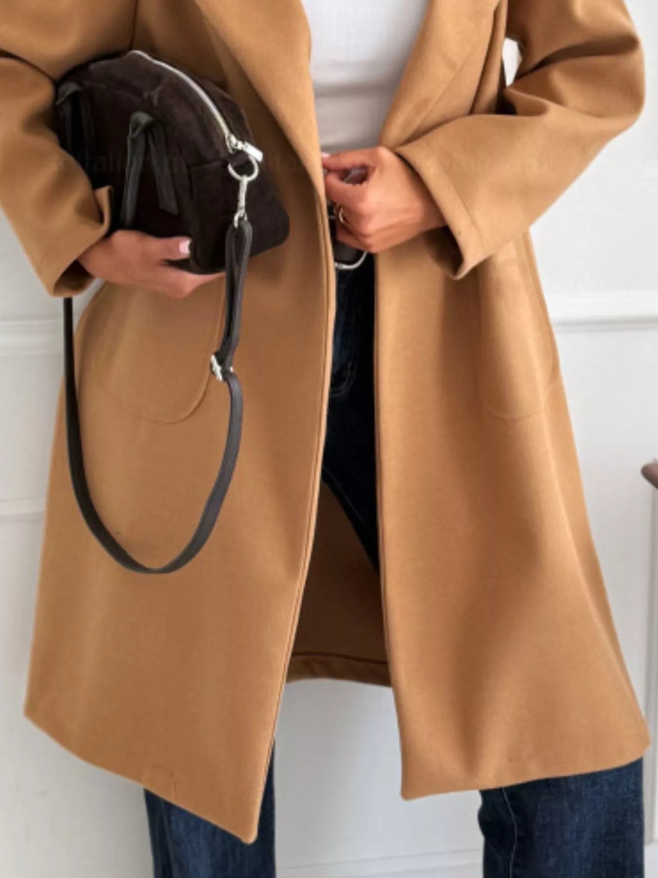Long-Sleeve Single-Breasted Trench Coat Trendsi