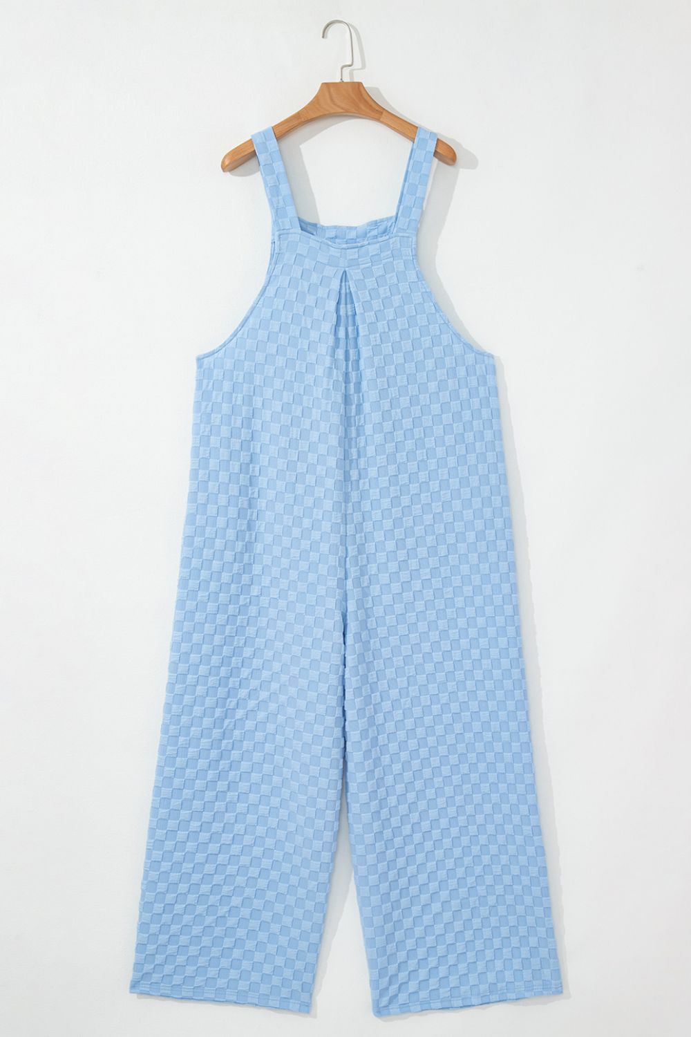 Checkered Pocketed Wide Leg Overalls OutfitFlow