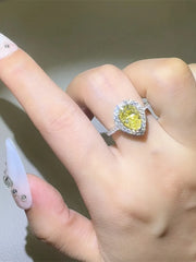 2 Carat Moissanite 925 Sterling Silver Teardrop Shape Ring Yellow OutfitFlow