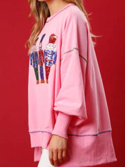 Christmas Nutcracker Sequin Round Neck Sweatshirt OutfitFlow