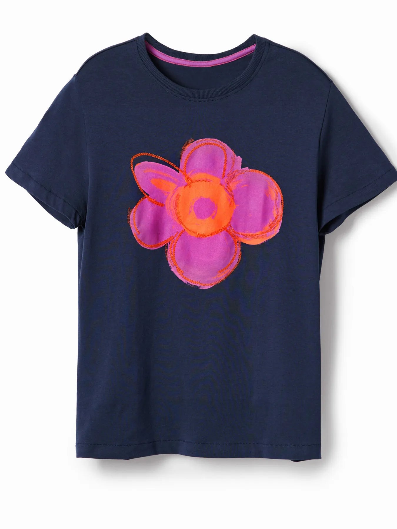 Flower Graphic Round Neck T-Shirt OutfitFlow