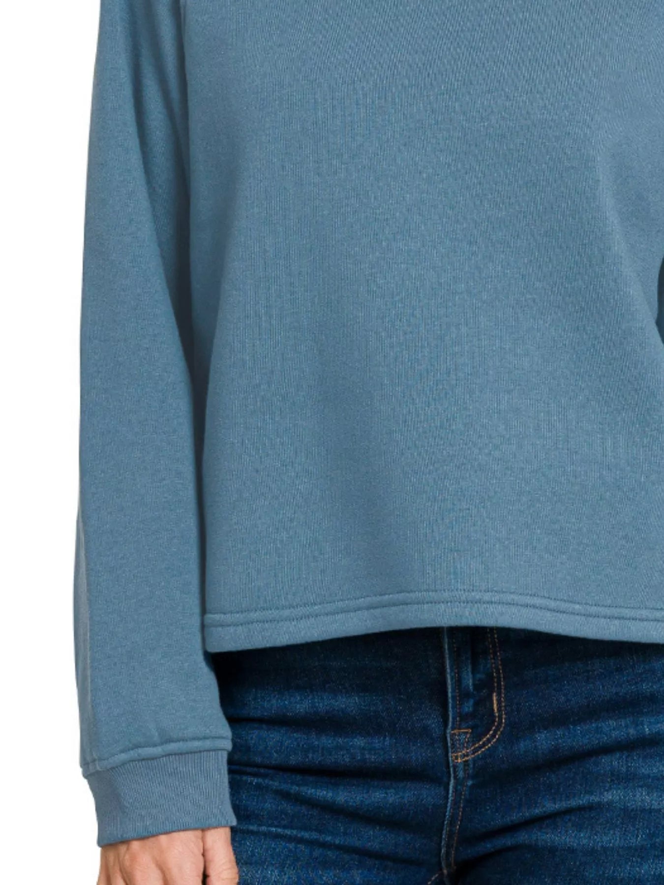 Zenana Fleece Raglan Round-Neck Sweatshirt OutfitFlow