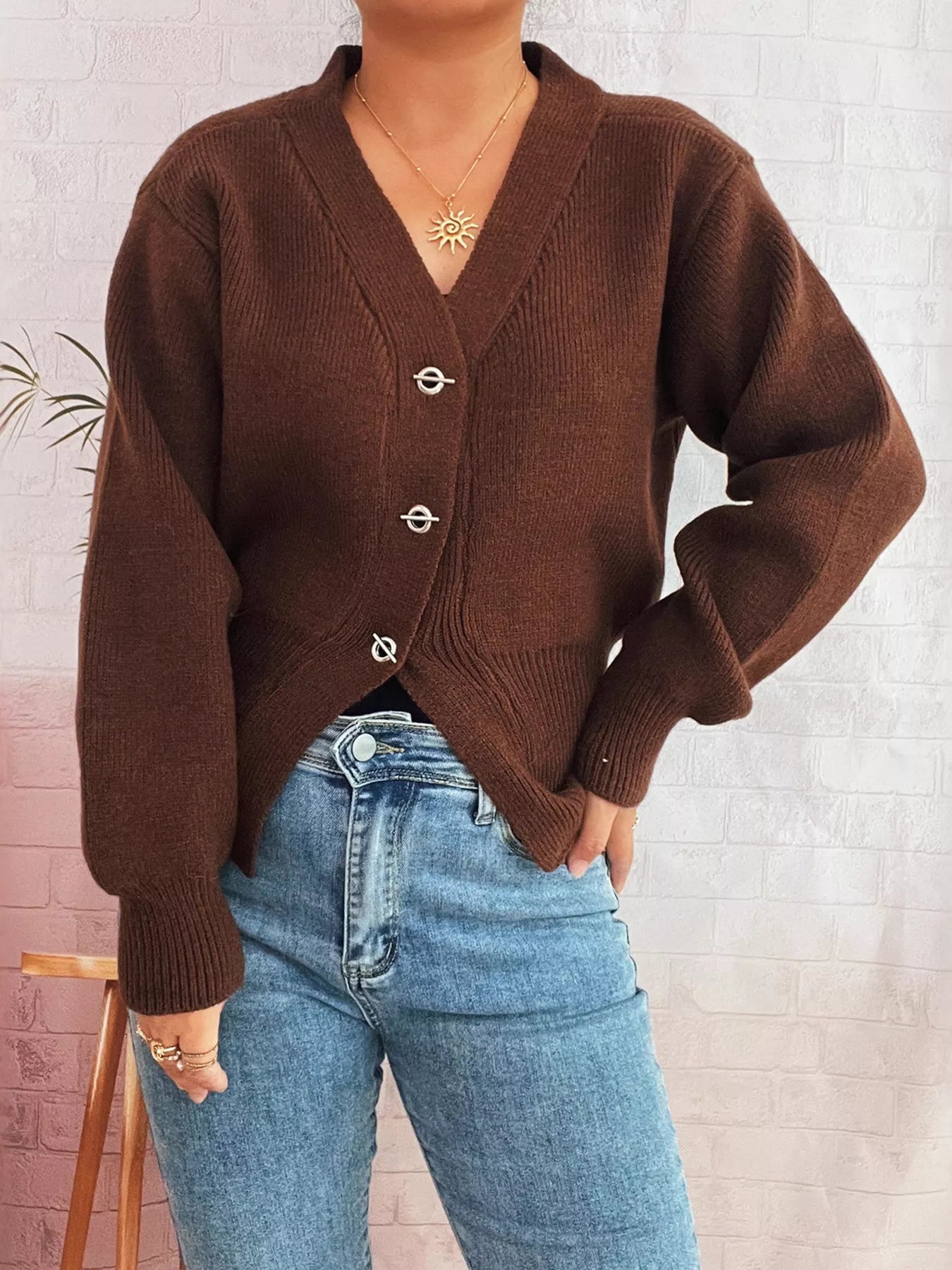 Button Up Long Sleeve Cardigan OutfitFlow