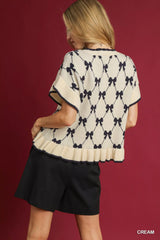 Umgee Bow Knit Ruffle Sleeve Sweater OutfitFlow
