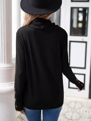 Cowl Neck Long Sleeve Blouse OutfitFlow