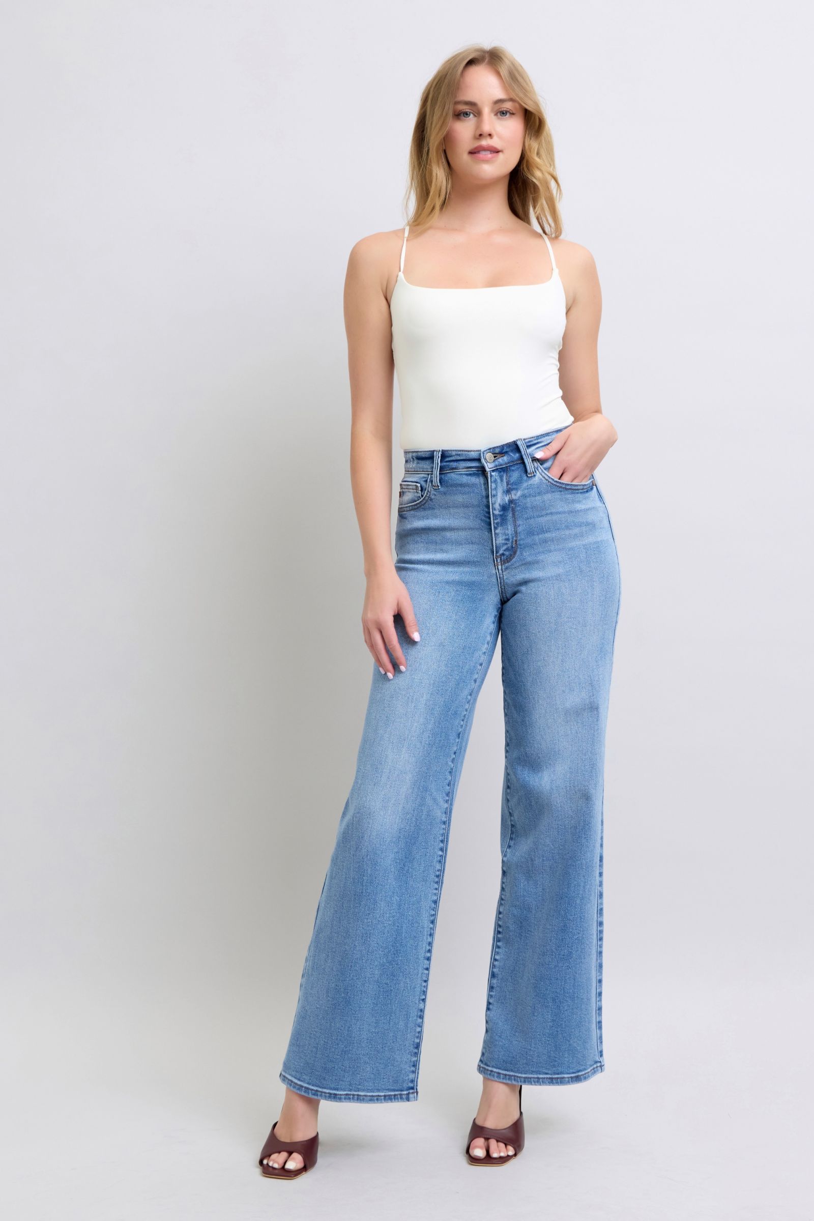 Outfit Flow - Judy Blue Full Size Wide Leg Jeans with Pockets