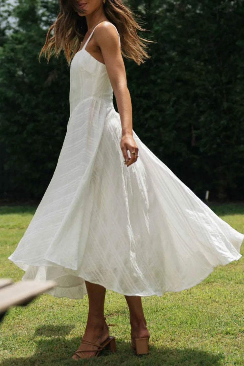 Square Neck Midi Cami Dress OutfitFlow