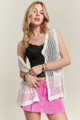 ADORA Button Down Crochet Vest Top OutfitFlow