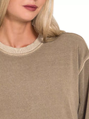 Zenana Soft Fleece Pigment Dye Sweatshirts Dress OutfitFlow