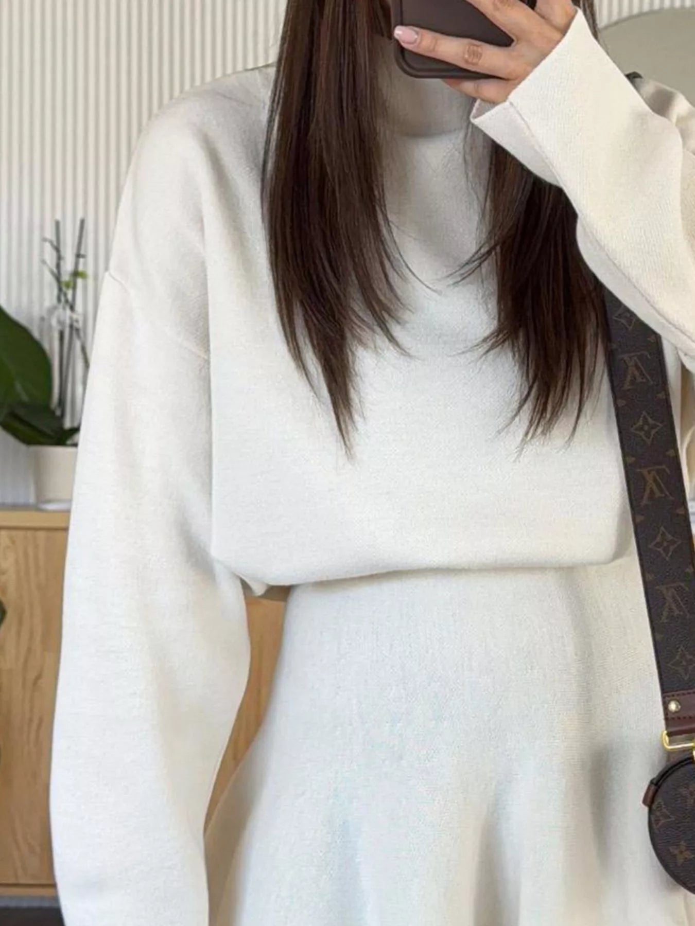 Round Neck Long Sleeve Mini Sweater Dress OutfitFlow