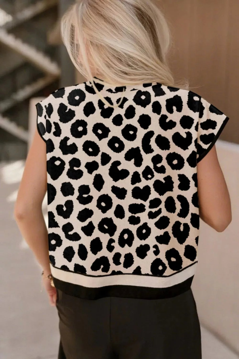 Leopard Cap Sleeve Sweater OutfitFlow
